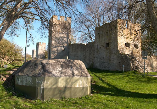 Machine gun bunker and medieval towers of Visby - Gotland fortifications