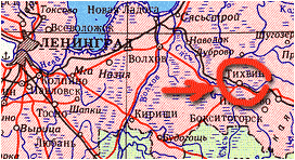 Big map of North-West Russia with Tikhvin