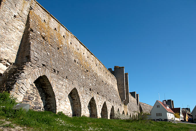 Visby city wall, view from inside the city