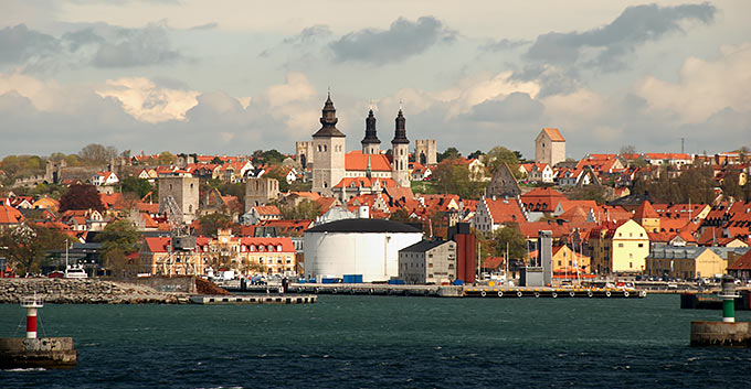 View of the glorious city of Visby from the sea